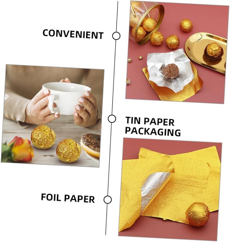 Luxshiny 400pcs Gold Aluminum Foil Chocolate Wrappers 2 Pack for Homemade Sweets and Crafts - Image 4